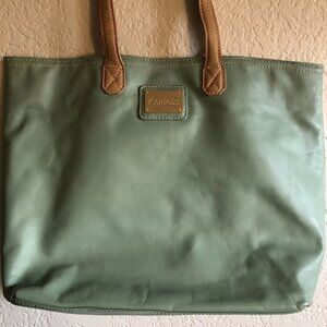 Karpassi Light Green Leather Tote Bag